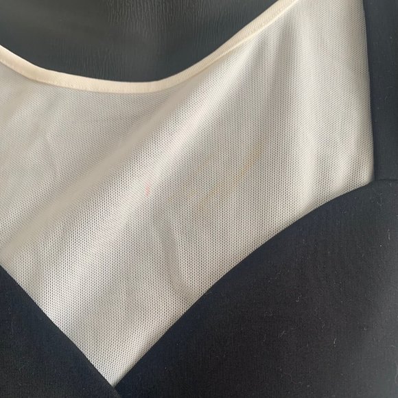 MARCIANO black bodycon midi Dress with white neckline - Picture 2 of 5